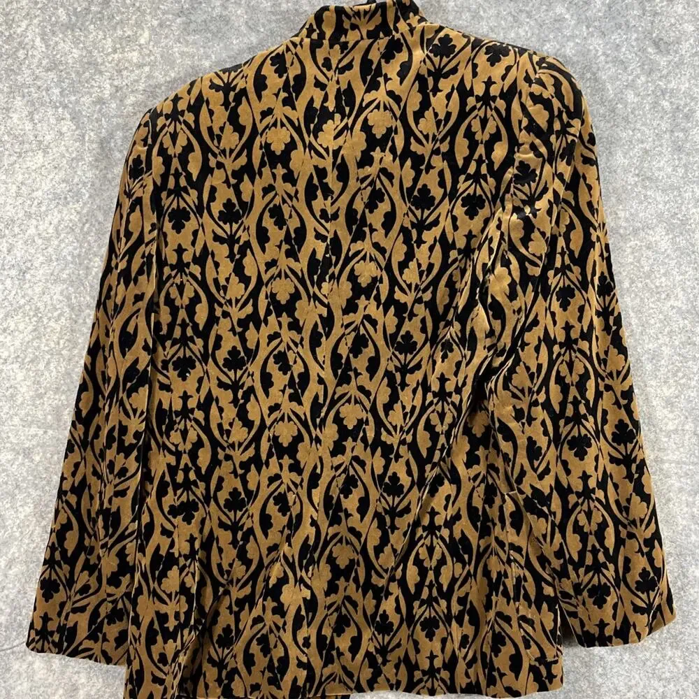 Evan Picone Women’s Blazer Sz 8 Black Floral Tapestry 4 Button Brown / Black‎ - Picture 8 of 10